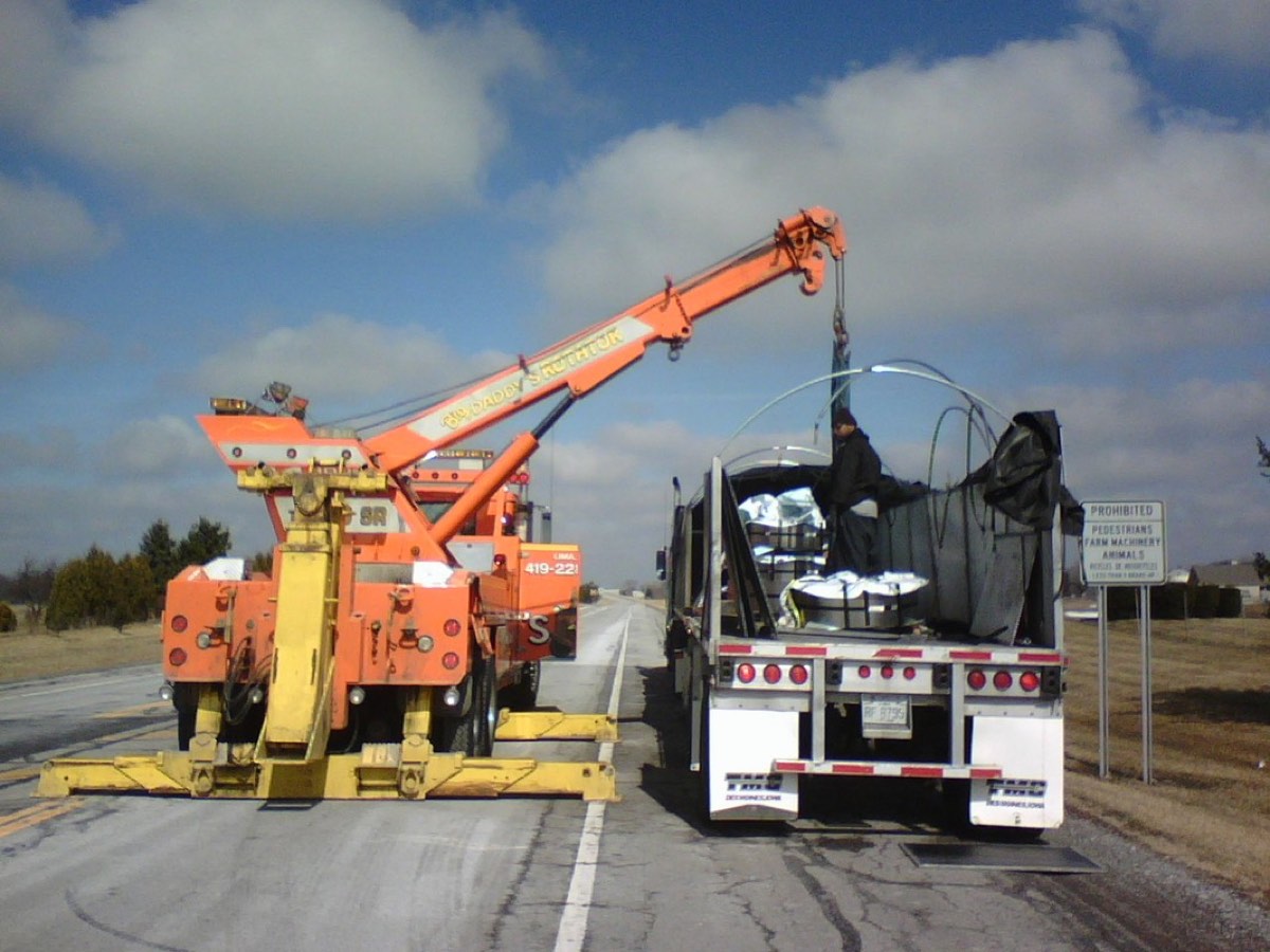 Semi recovery along the highway